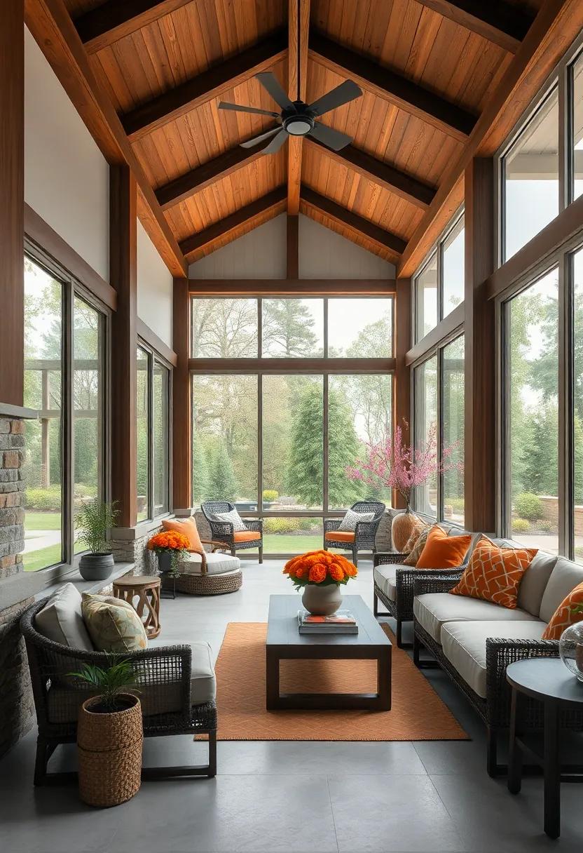 The Timeless Silhouette of Strong Wooden Beams Framing Wide Open Views of Garden Landscapes