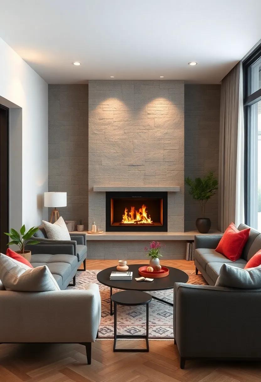 A Compact Fireplace Featuring Clean Lines and Soft Flames Setting a Cozy Mood