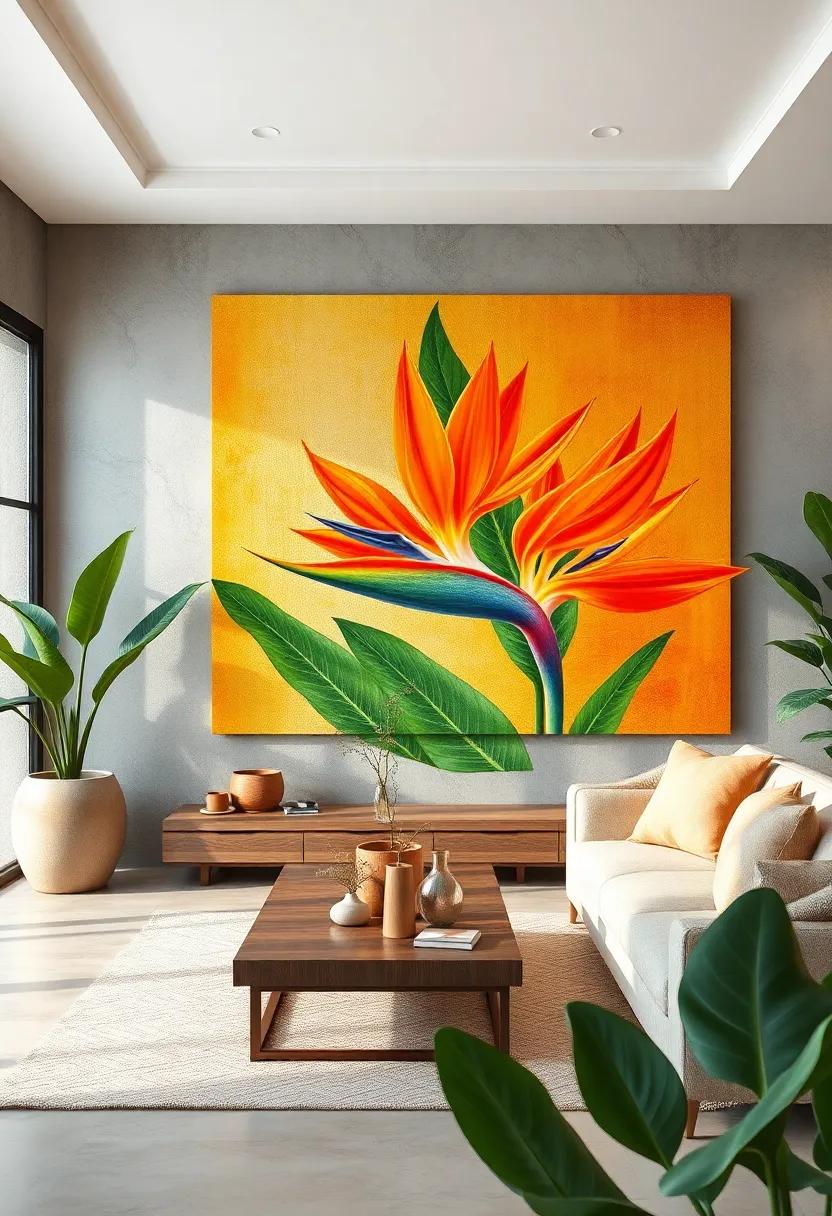 Tropical Sunset Silhouettes Casting Warm Glows Over Colorful Coastal Living Room Decor