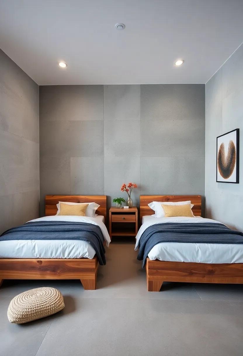 Shared Boys Bedroom Featuring Eco-Friendly Furniture Including Twin Beds Made From Reclaimed Wood