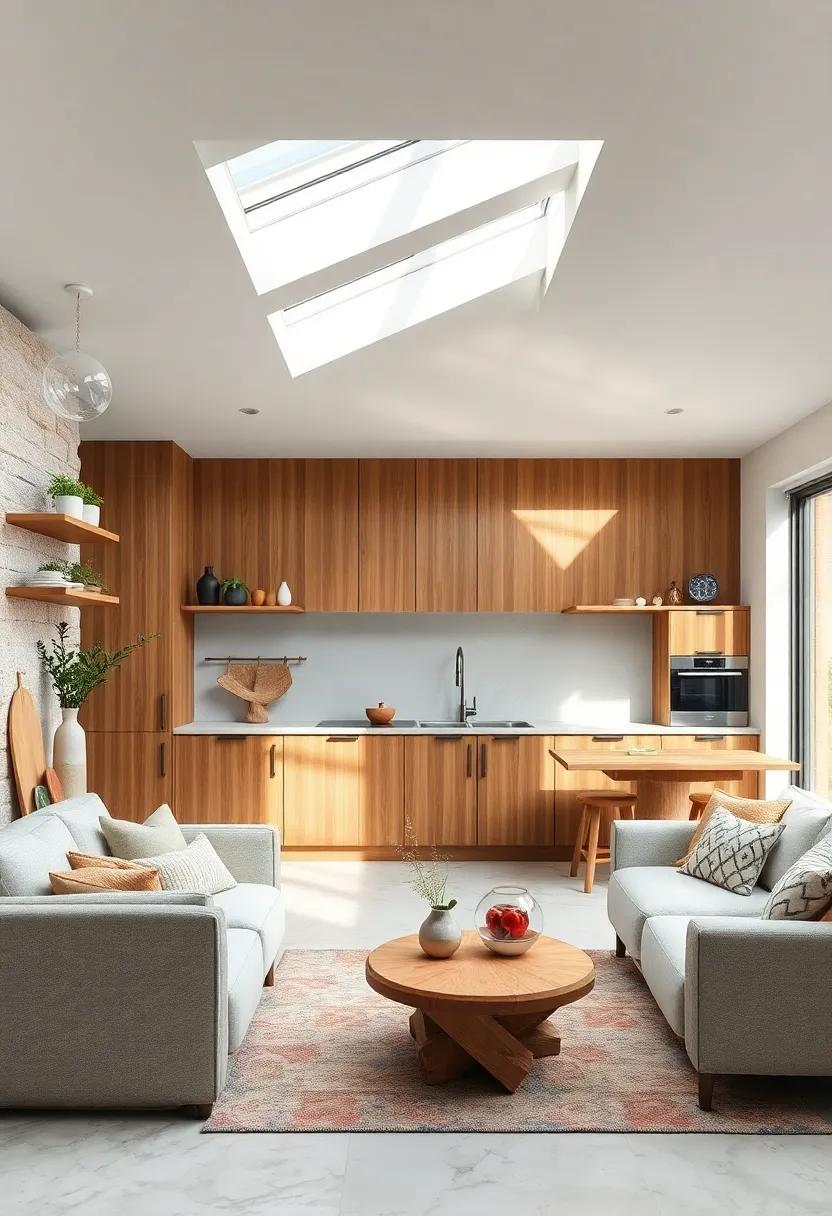 Minimalist Kitchens Illuminated by Skylights and Featuring Driftwood-Inspired Furnishings