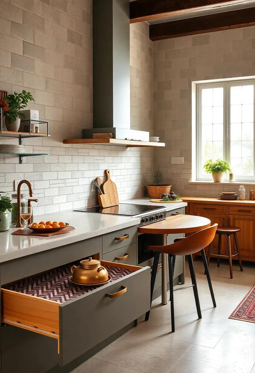 Juxtaposing Matte Black Fixtures With Soft Gold Handles For A Striking Contrast Within Eclectic Kitchens