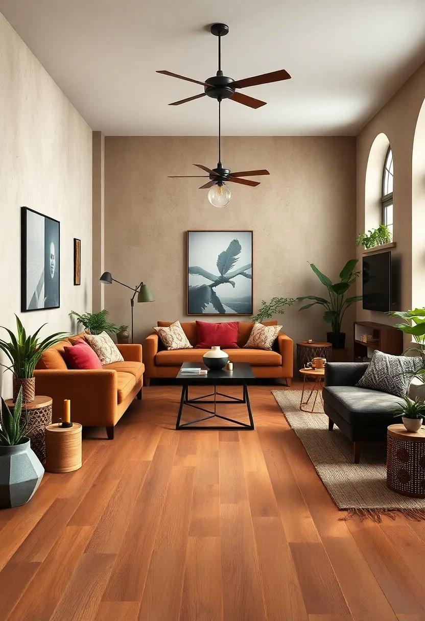 Warm Wooden Floorboards Setting the Tone for a Serene Eclectic Ambiance