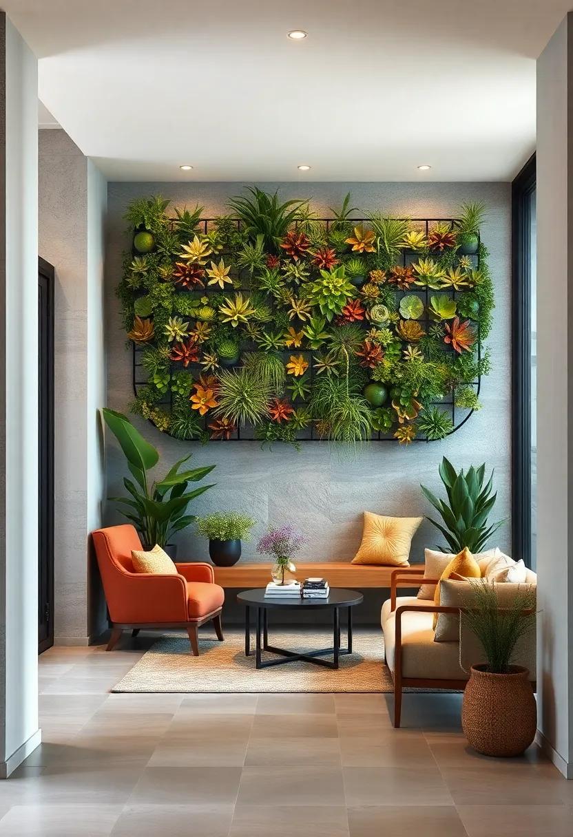 Eye-Catching Vertical Walls Filled With Succulents and Air Plants Creating a Minimalist yet Lush First Impression