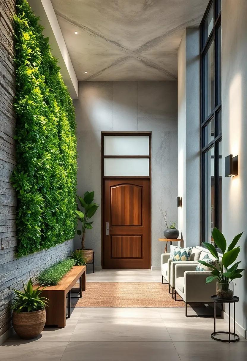 A Stunning Contrast Between Modern Architecture and Natural Greenery From Vertical Wall Gardens by the Front Door