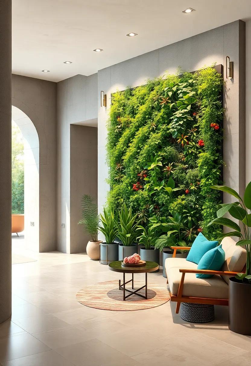 A Vertical Garden Living Patchwork Combining Edible Plants and Ornamental Foliage for a Functional Entrance Feature