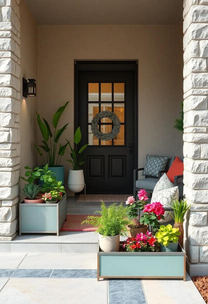 Recycled Metal Planter Boxes Painted In Pastel Shades Adorning Your Entryway With Eco-Friendly Flair