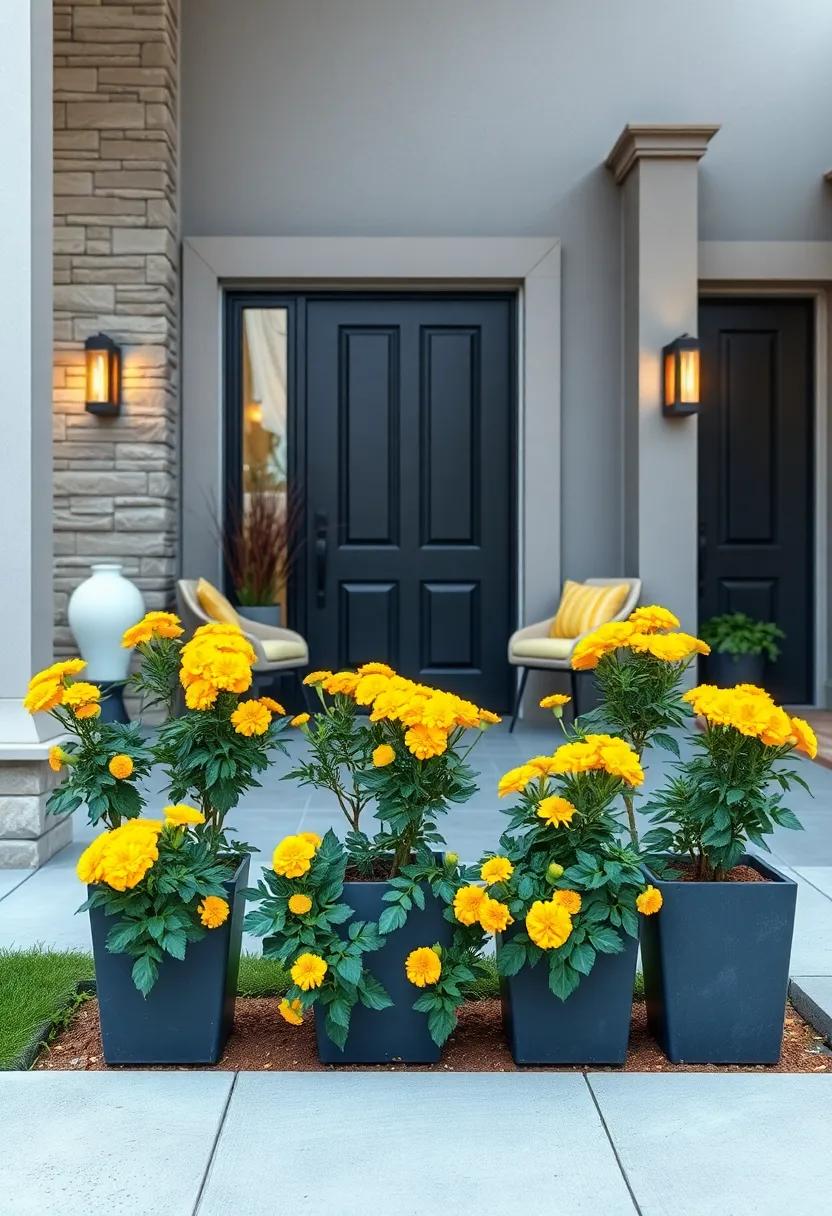 Modern Minimalist Concrete Planter Boxes With Sleek Greenery For A Contemporary Curb Appeal