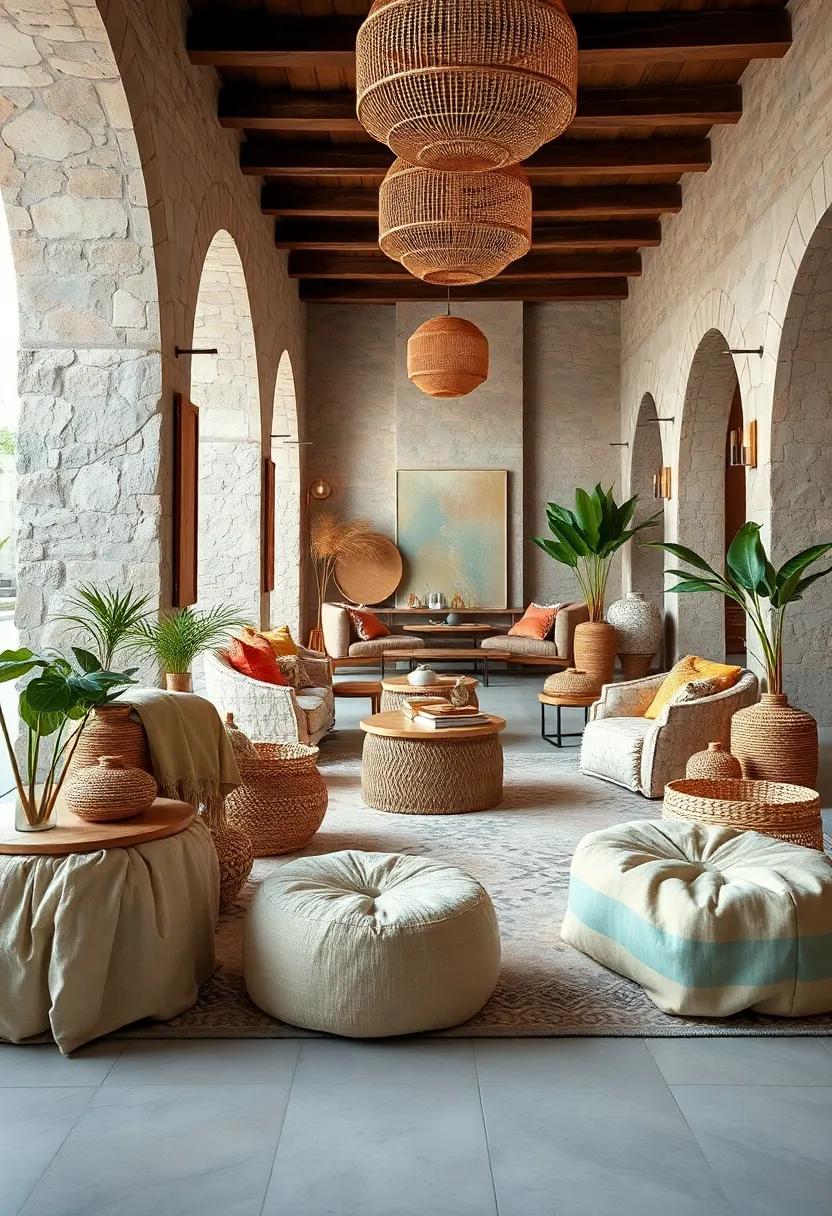 Curated Shelves Displaying Terra Cotta Vases and Handspun Natural Fiber Basket Collections