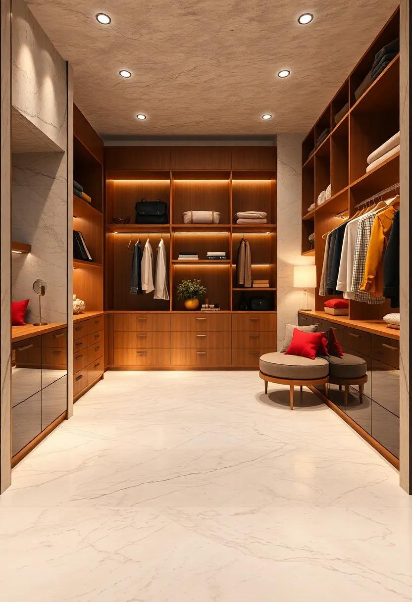 The Timeless Elegance of Polished Marble Floors Reflecting Light in a Luxe Walk-In Closet