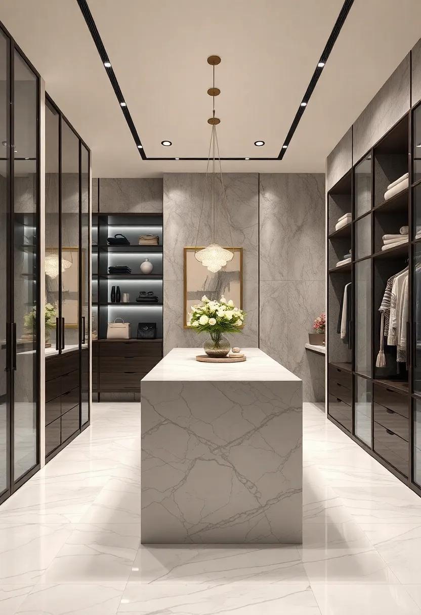 A Statement Marble Island with Hidden Storage, Perfect for Accessories and Display