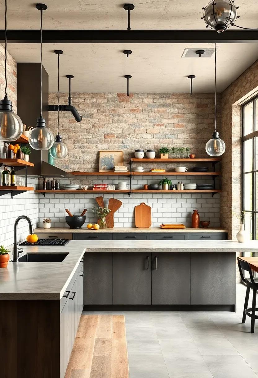 The Bold Contrast of Sleek Concrete Countertops Against Exposed Industrial Steel Fixtures
