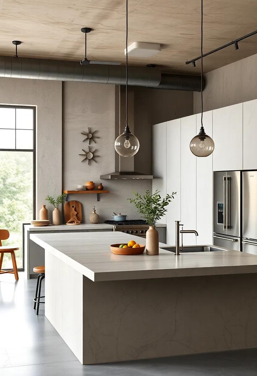 Organic Patterns and Subtle Veining on Smooth Concrete Countertops Offering a Natural Stone Look