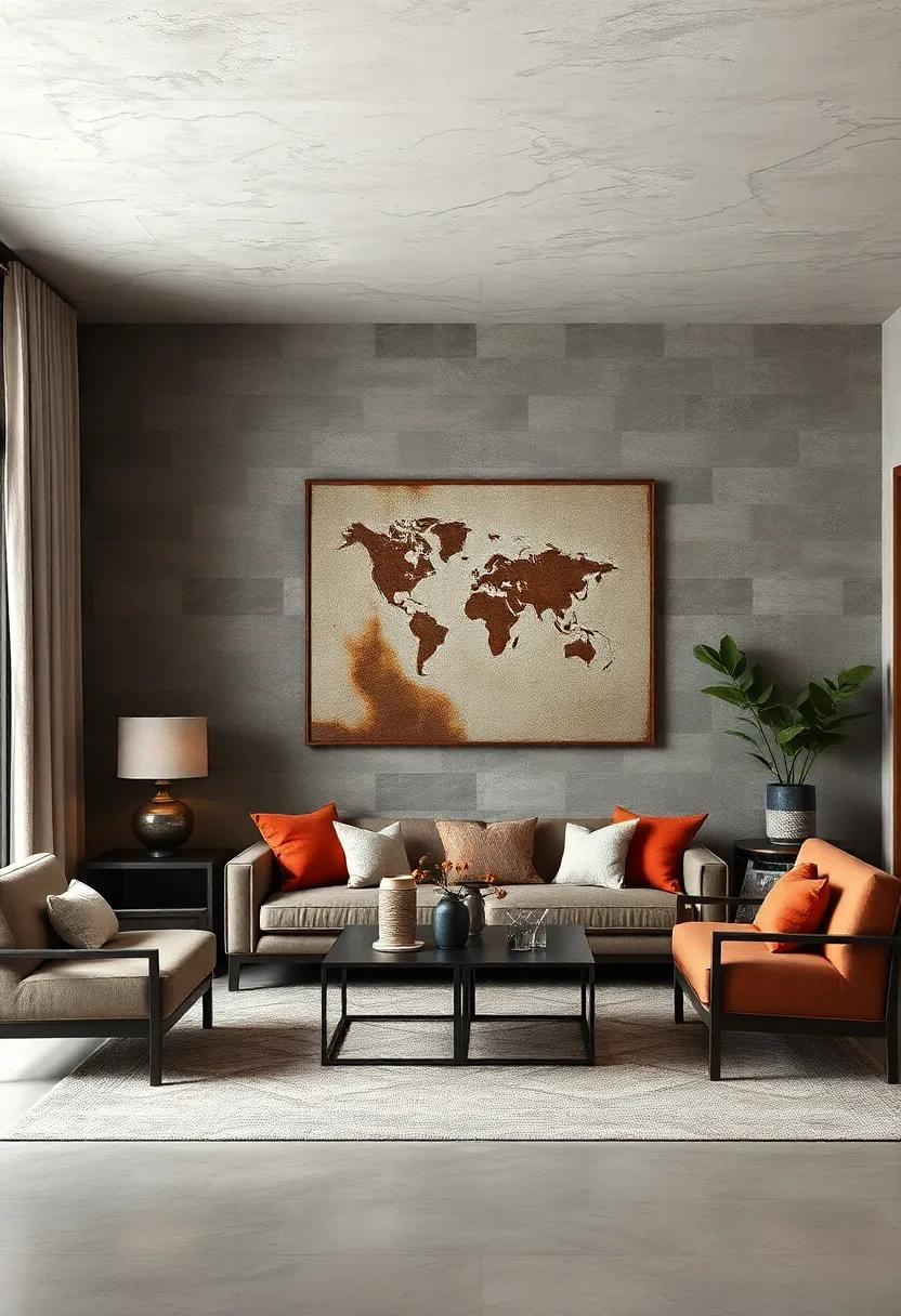 Fuse Raw Concrete Textures with Rusted Metal Art for an Authentic Industrial Edge in Any Room