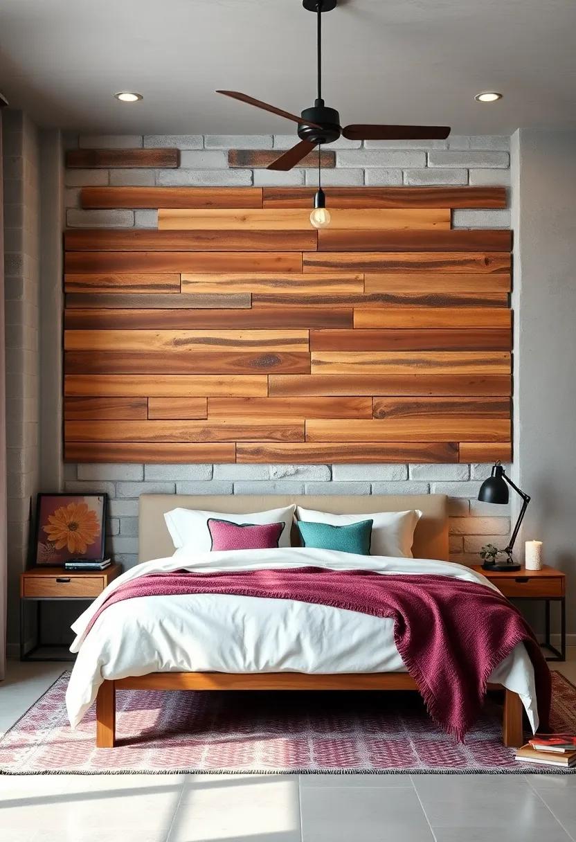 Bring Depth and Character to Bedrooms Using Pallet Wood Wall Installations Mixed With Iron Details