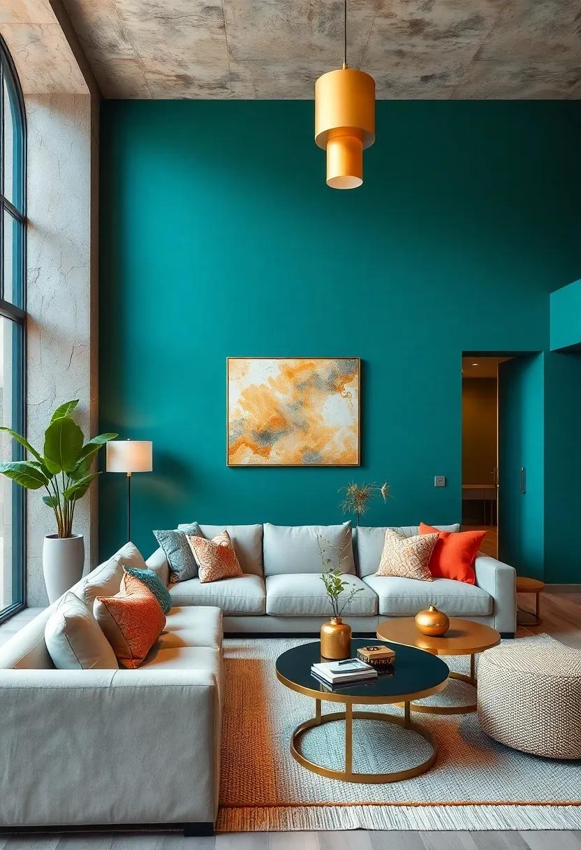 Ocean Teal Walls Coupled with Bright Gold Foil Accents to Capture a Vibrant and Energetic Mood