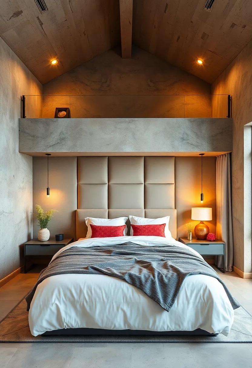 Luxury Lofted Bedrooms Featuring Plush Upholstered Walls and Soft Ambient Lighting for Maximum Comfort