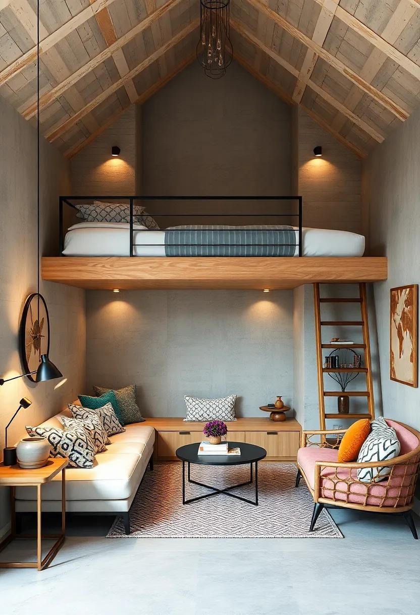 Cozy Nooks Under Lofted Beds Transformed Into Reading Corners With Soft Lighting and Plush Cushions