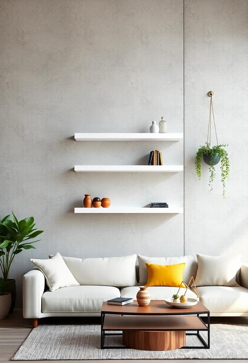 Open Space Harmony Achieved With Transparent Glass Floating Shelves Highlighting Minimalist Accessories