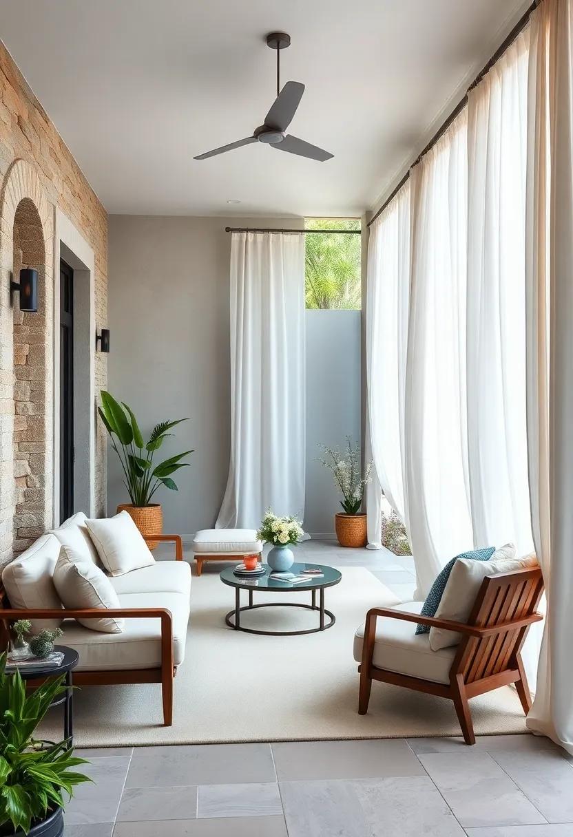 Introducing Soft, Flowing Curtains for Subtle Movement and Added Elegance in an Understated Patio Setting