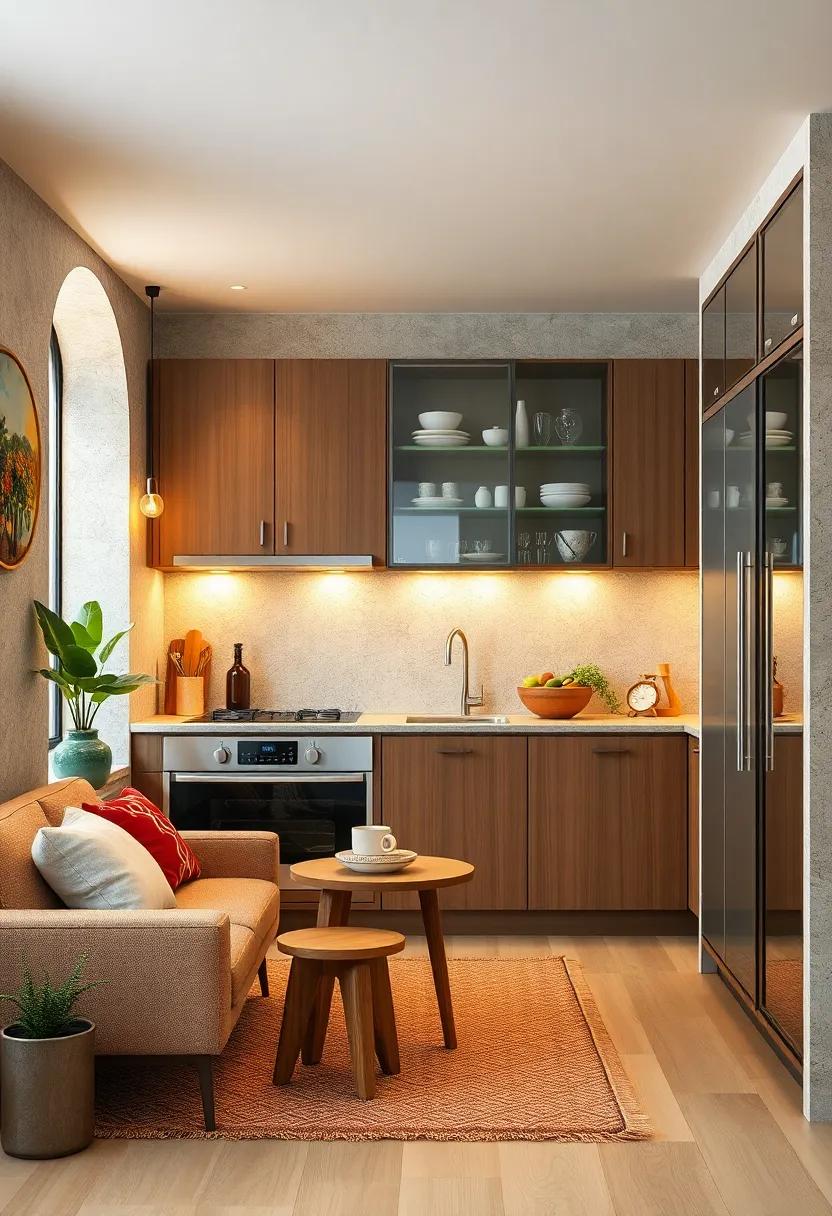 Utilizing Transparent Cabinets and Glass Doors to Create Depth and Visual Openness in Cozy Kitchen Spaces