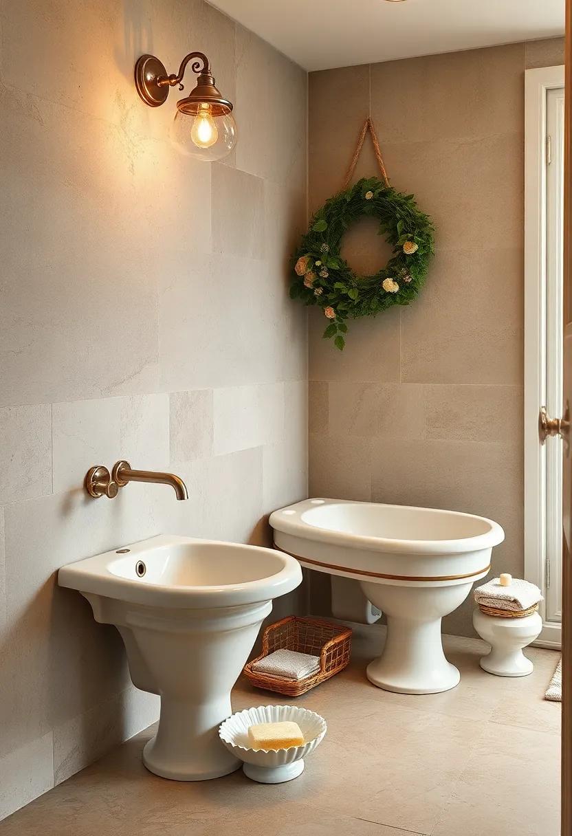 Heirloom Porcelain Toiletries and Soap Dishes Arranged for a Classic Shabby Chic Look