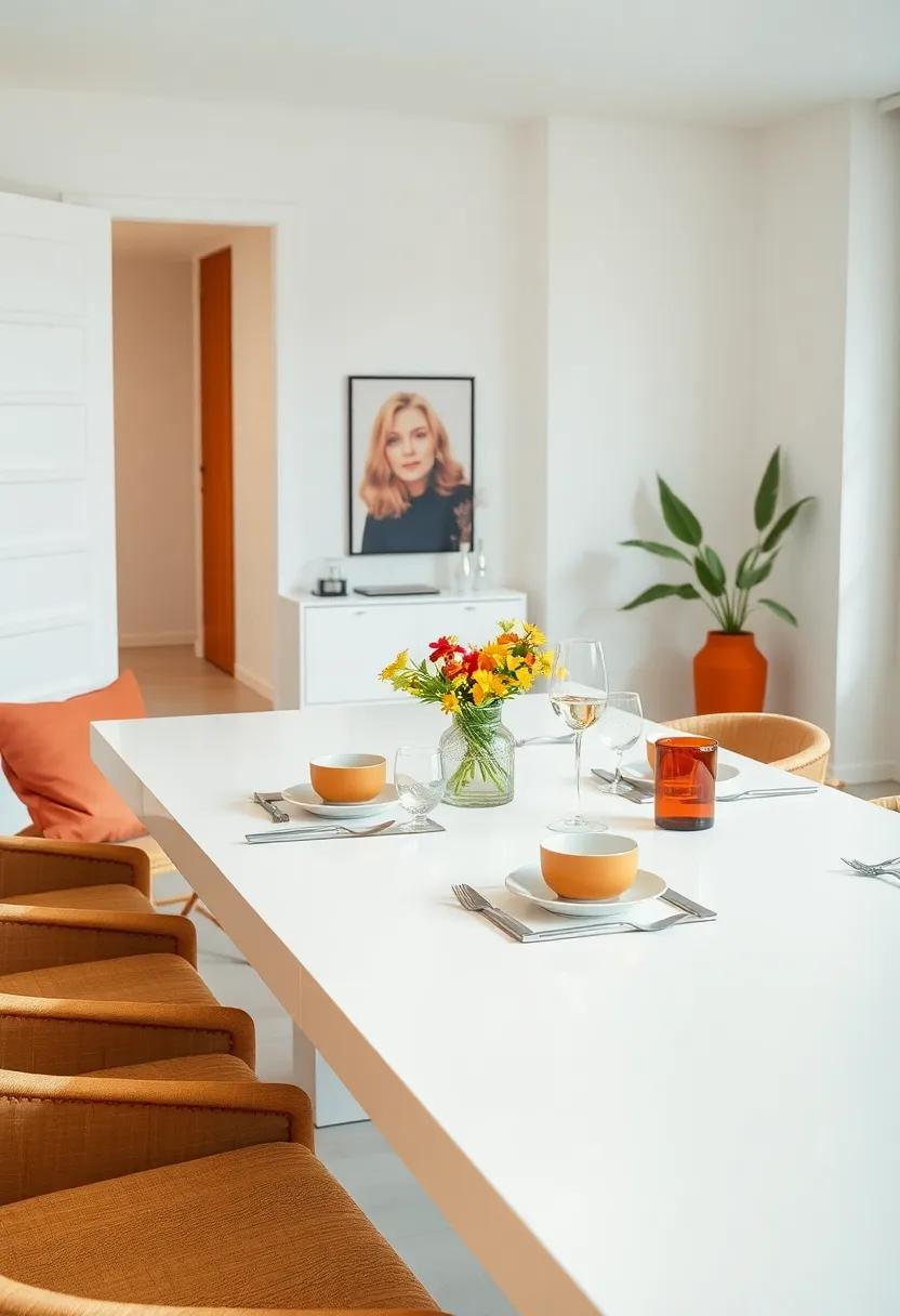 Minimalist Tableware Elegantly Set on a Pristine White Dining Surface