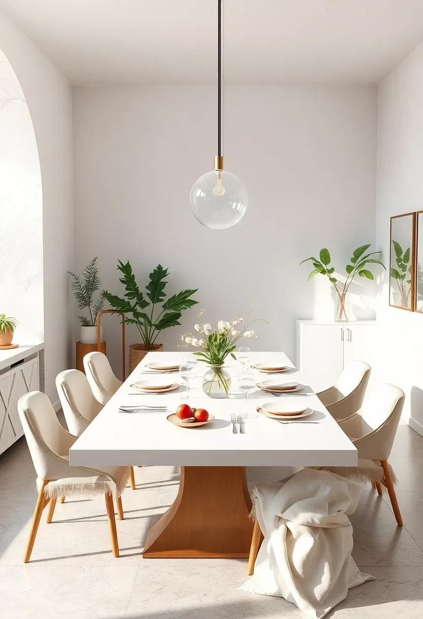 Neutral Color Blends Creating a Serene Backdrop for a White Dining Experience