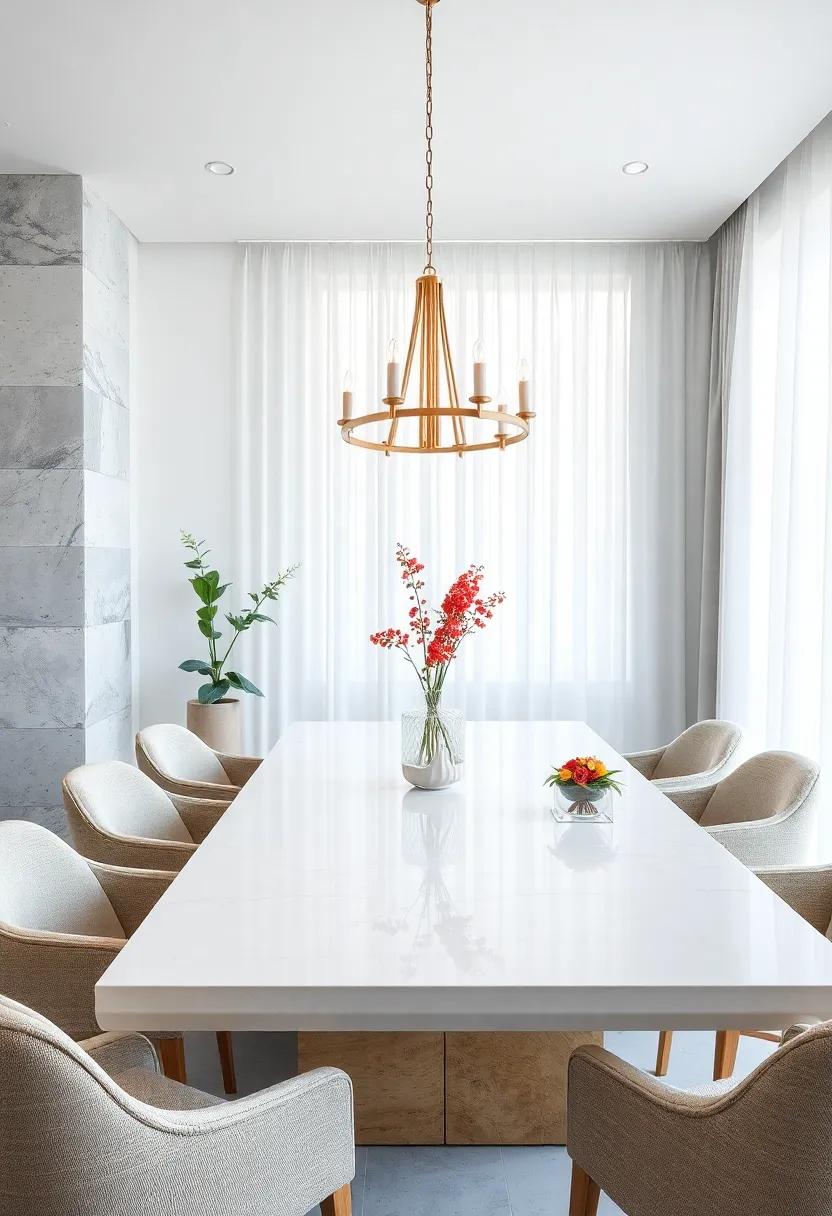 The Role of Soft, Sheer Curtains in Softer White Dining Room Lighting