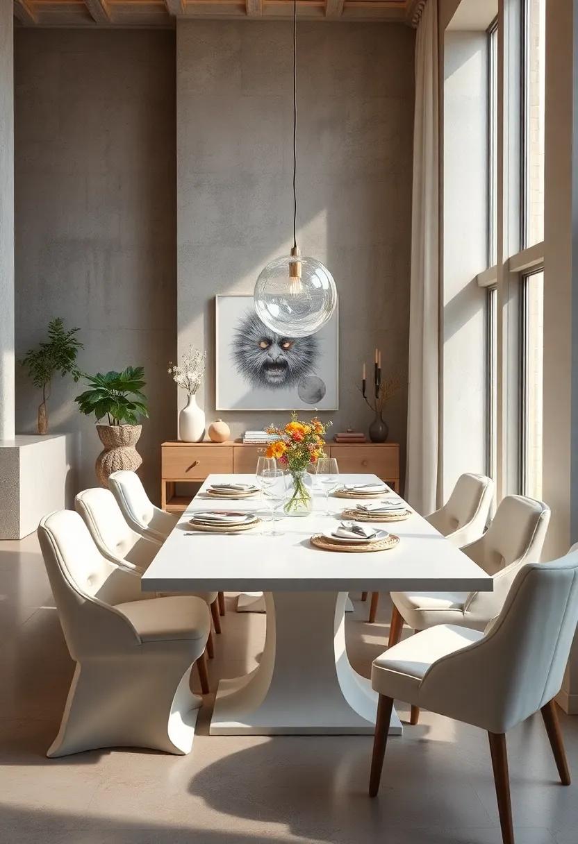 The Soft Glow of Natural Light Enhancing a Serene White Dining Table Setting