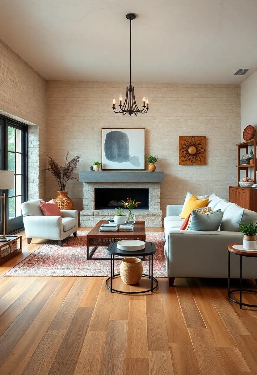 Cozy Elegance: Embracing Farmhouse Living Rooms with Natural Wood Floors