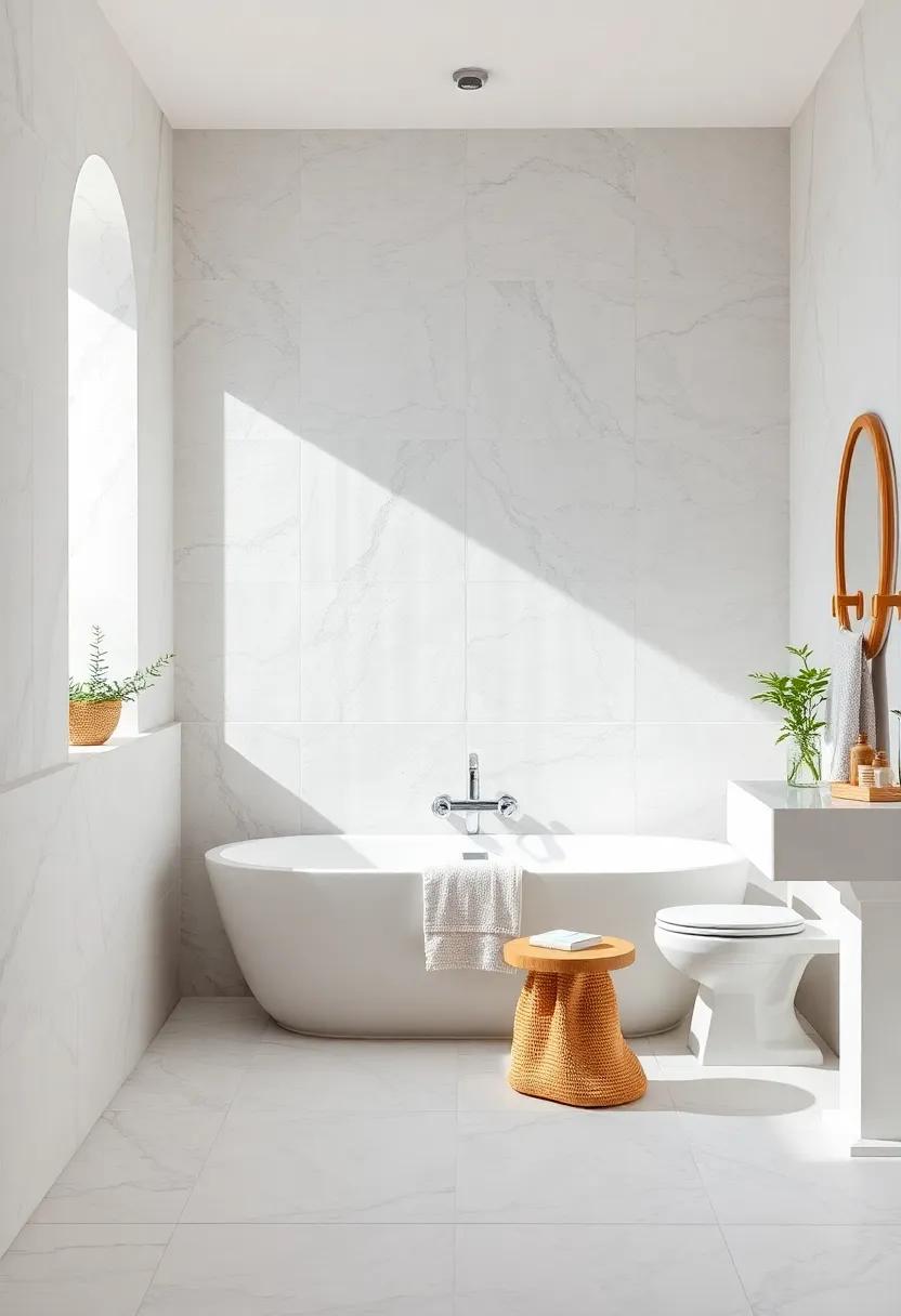Classic Crisp Whites And Off-Whites Enhancing Clean And Minimalist Bathroom Aesthetic