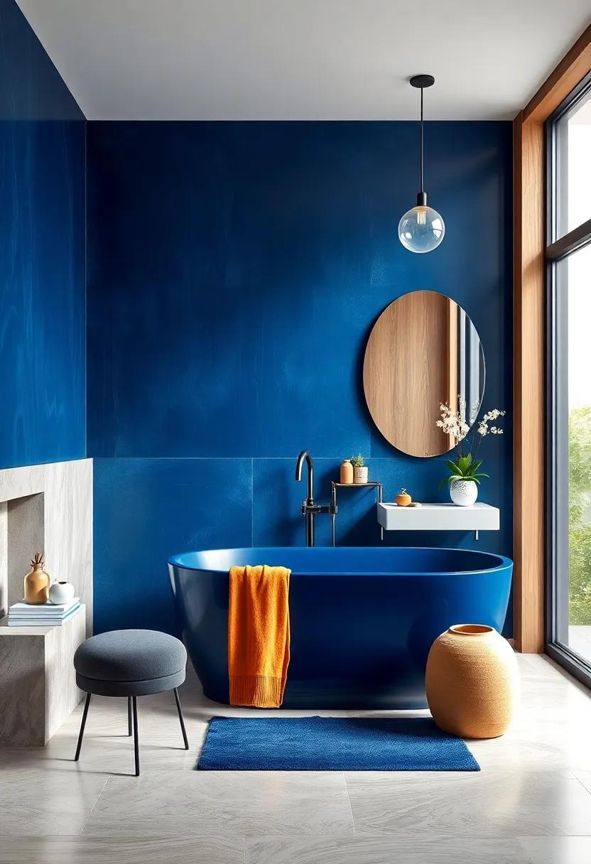 Glossy Navy And Sapphire Blues Bringing Depth And Royalty To Bathroom Walls