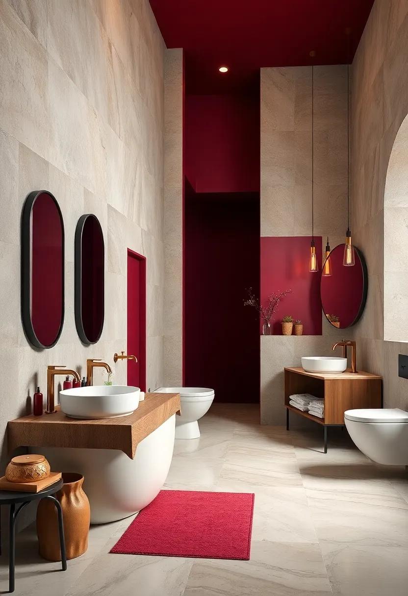 Rich Burgundy And Wine Colors Elevating Bathrooms With Luxurious Elegance