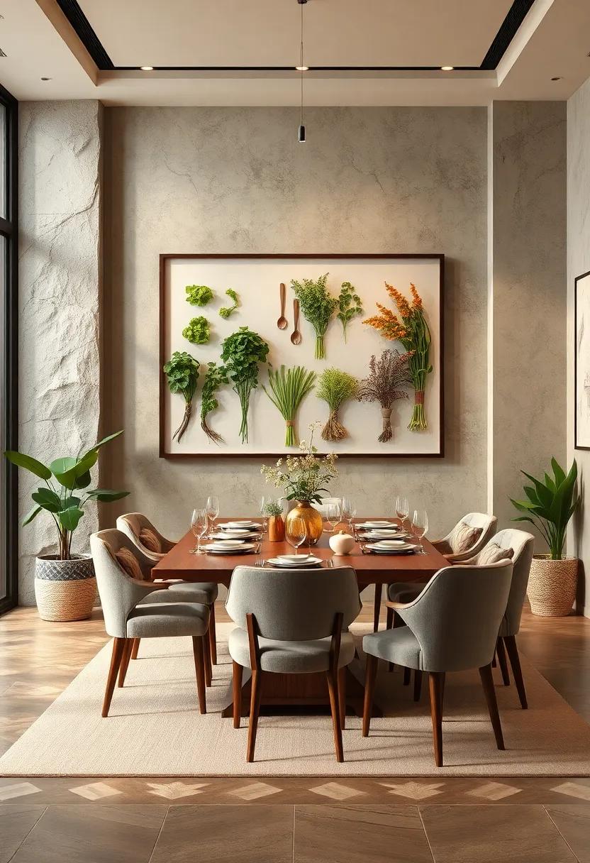 Framed Culinary Herbs Displayed Artistically to Connect Nature and Cuisine visually