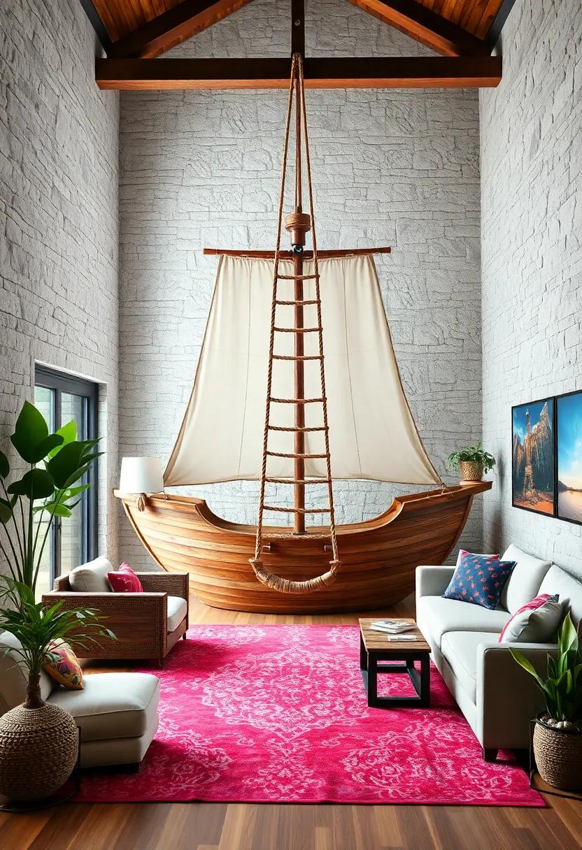 Designing A Rope Ladder Swing Attached To The Ship's Mast For Thrilling Adventure Activity