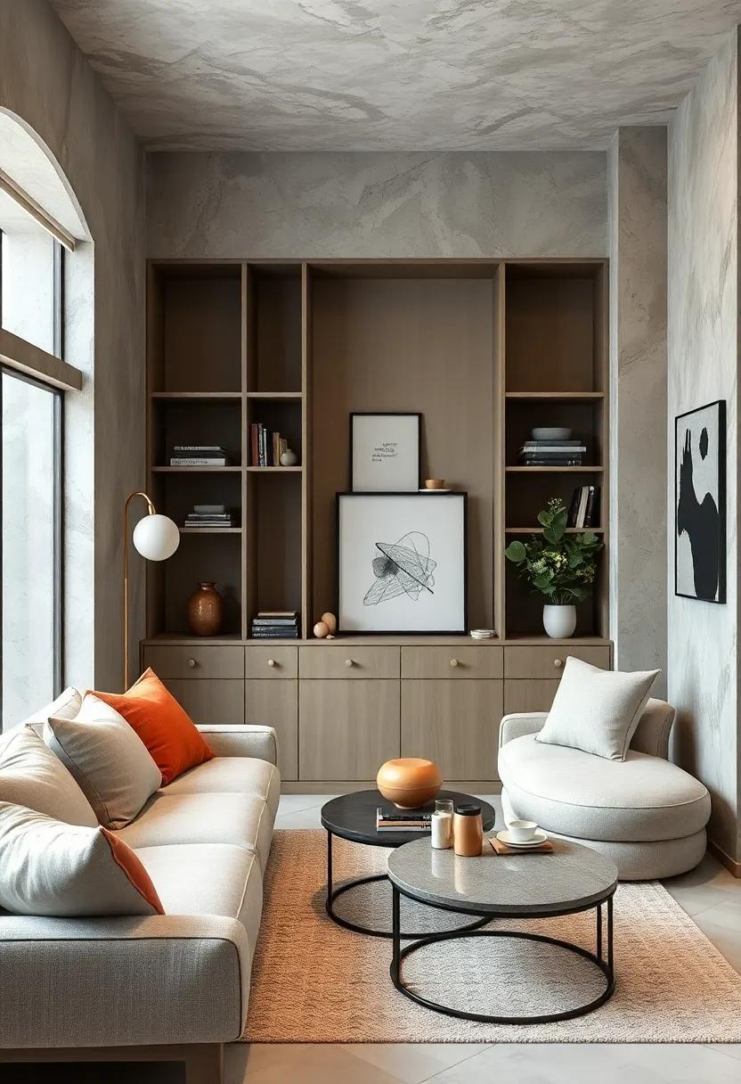 Chic Minimalist Storage Corners Emphasizing Clean Lines and Hidden Compartments in Neutral Palettes