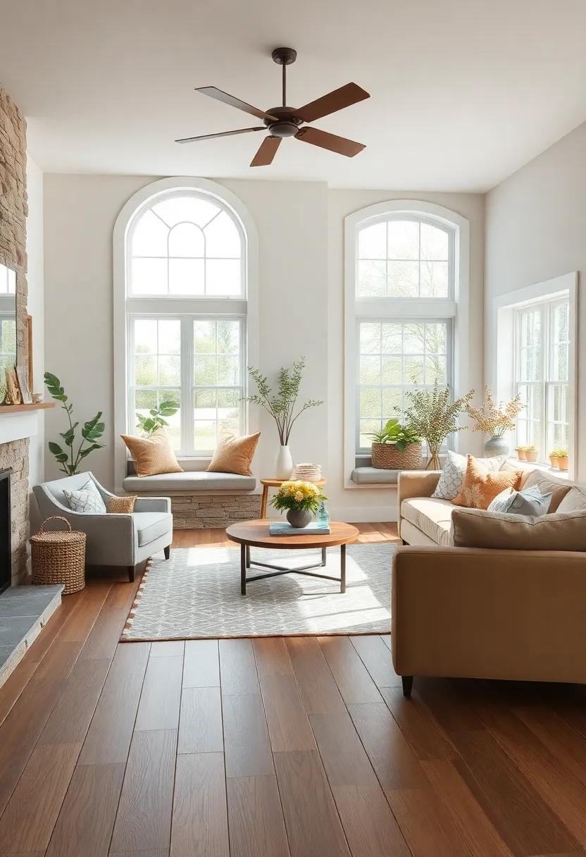 Cozy Nooks Featuring Window Seats Surrounded by Natural Wood Flooring and Farmhouse Décor