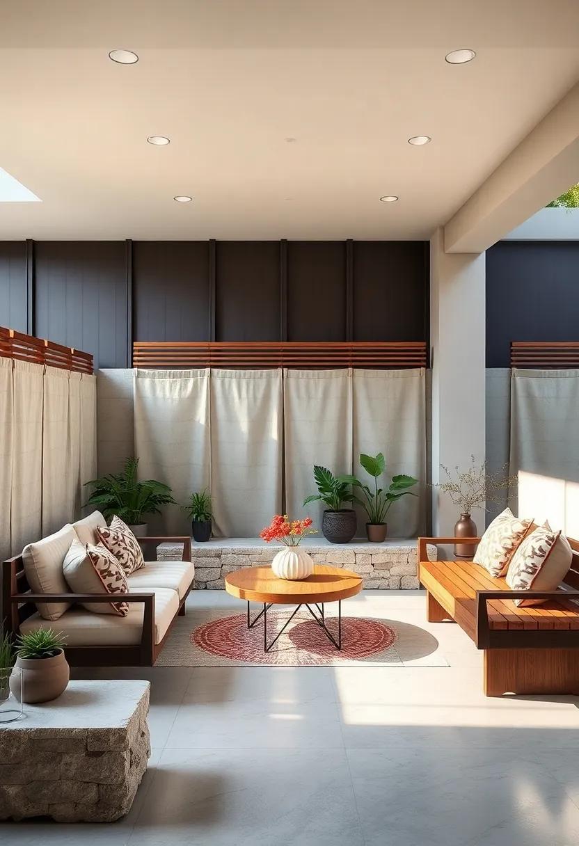 Natural Stone Fence Bases Combined With Wood Bench Elements to Create Zen Outdoor Spaces