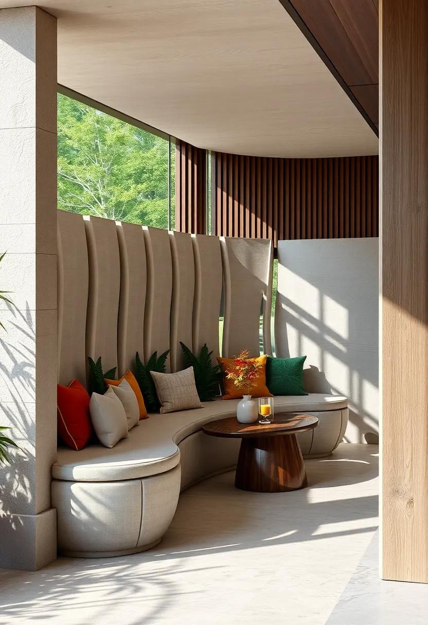 Sculptural Fence Designs With Organic Forms and Curved Benches Inviting Relaxation in Natural Settings