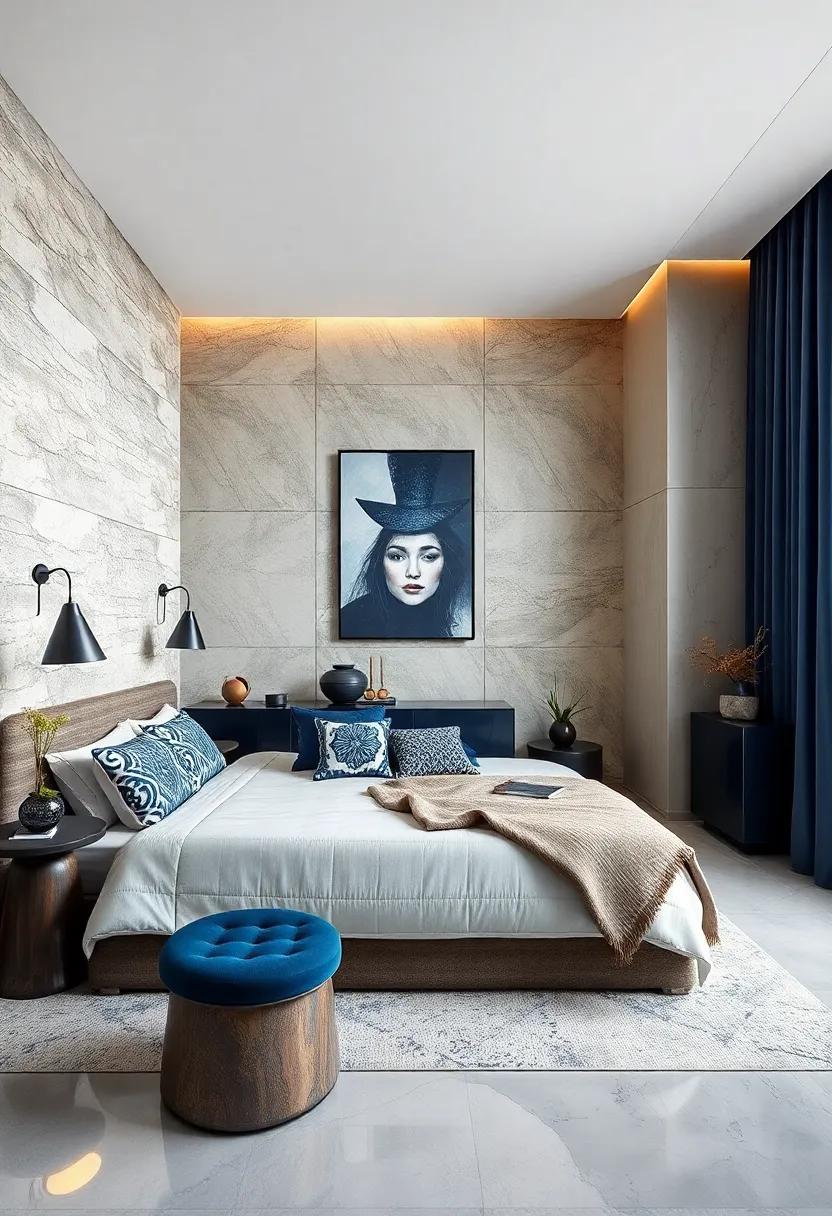 Mixing Patterns And Textures In Navy Blue With Subtle Metallic Highlights To Create Visual Interest