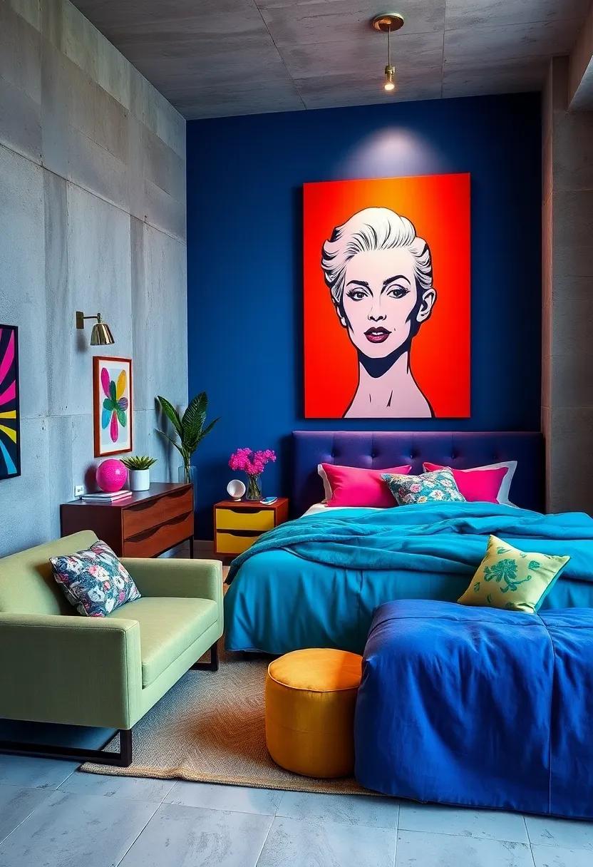 Statement Furniture Pieces with Pop-Art Prints Adding a Quirky Twist to Bedroom Decor