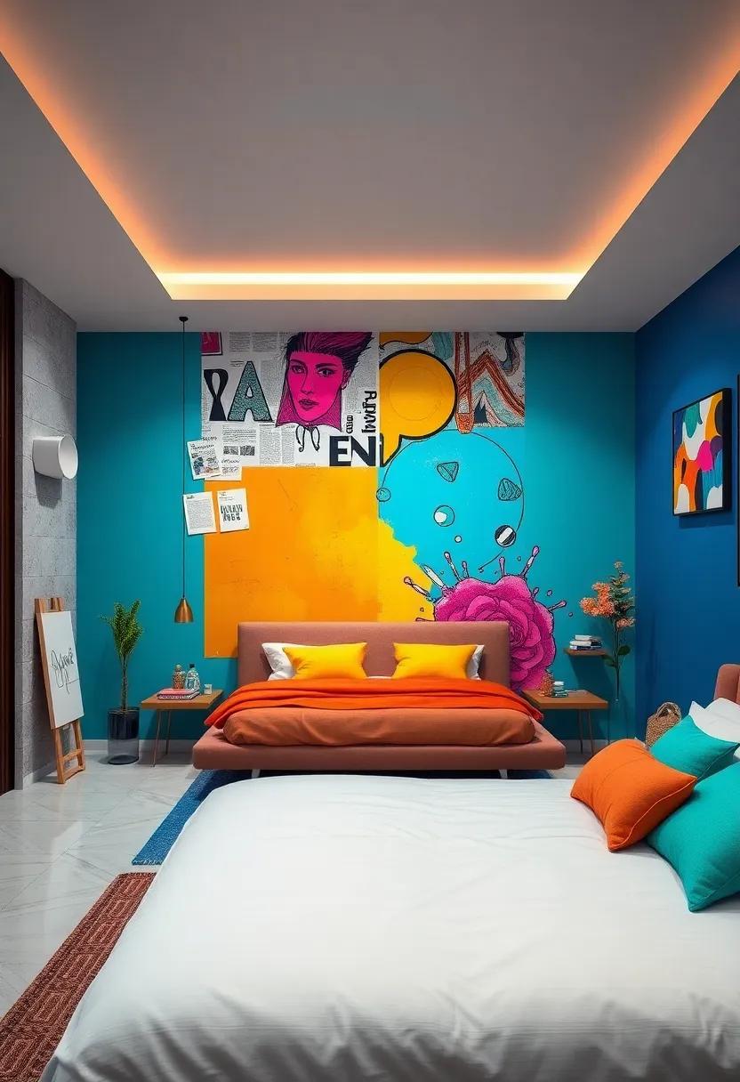 Surreal Pop-Art Collages Combining Magazine Imagery and Doodles for an Artistic Bedroom Accent