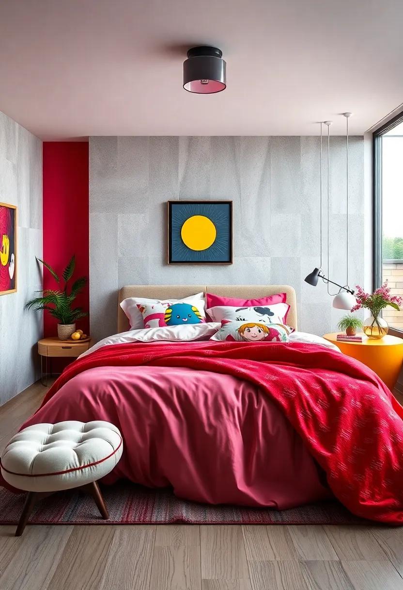 Whimsical Pop-Art Inspired Bedding Sets Featuring Cartoon Characters and Bold Color Themes