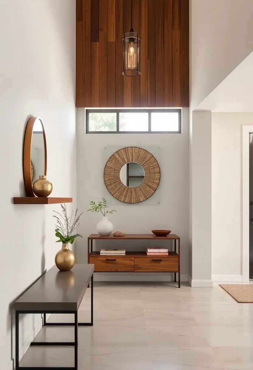 Floating Slim Console Tables Mounted on Walls to Maximize Space and Create Clean Lines in Entryways