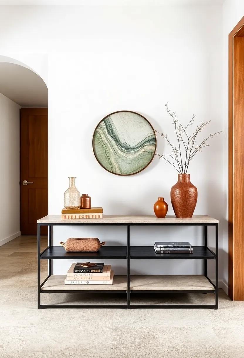 Slim Console Tables Featuring Layered Storage Platforms for Effortless Clutter Control and Style