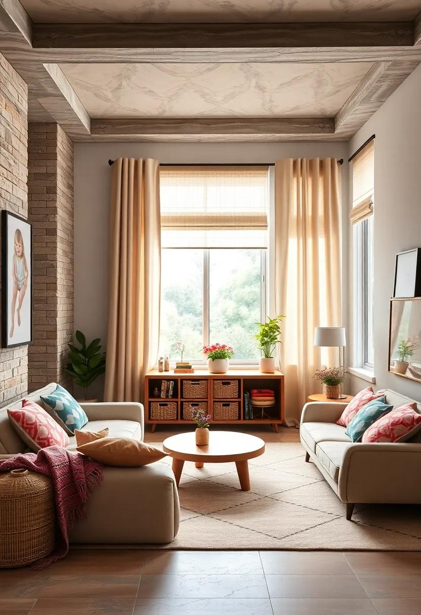 Soft Window Treatments Filtering Natural Light While Adding Patterns and Comfort to the Room