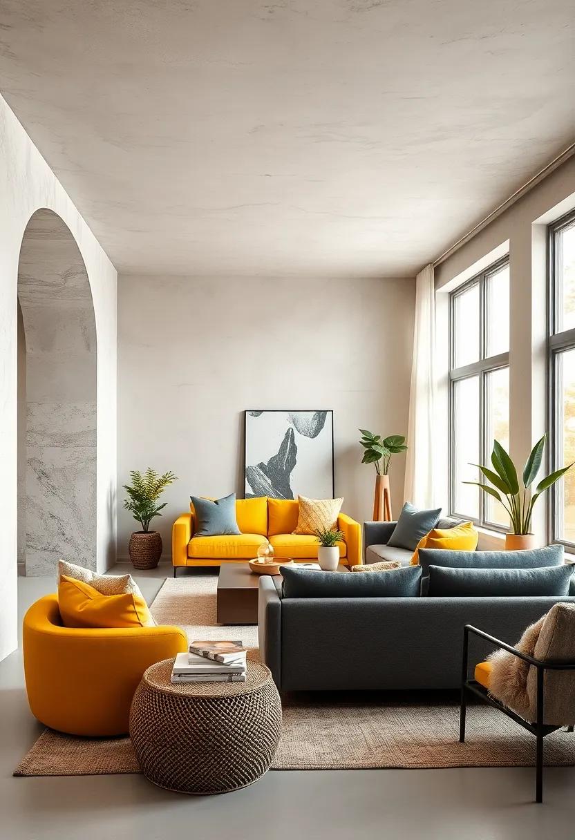 Blending Warm Mustard Yellow with Cool Charcoal Grey for a Balanced and Stylish Gender-Neutral Environment