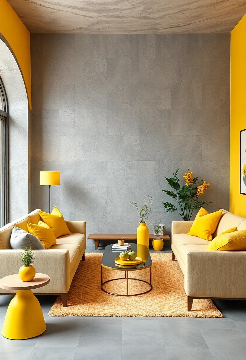 Combining Minimalist Grey Furniture with Pops of Sunshine Yellow Accessories for Effortless Style