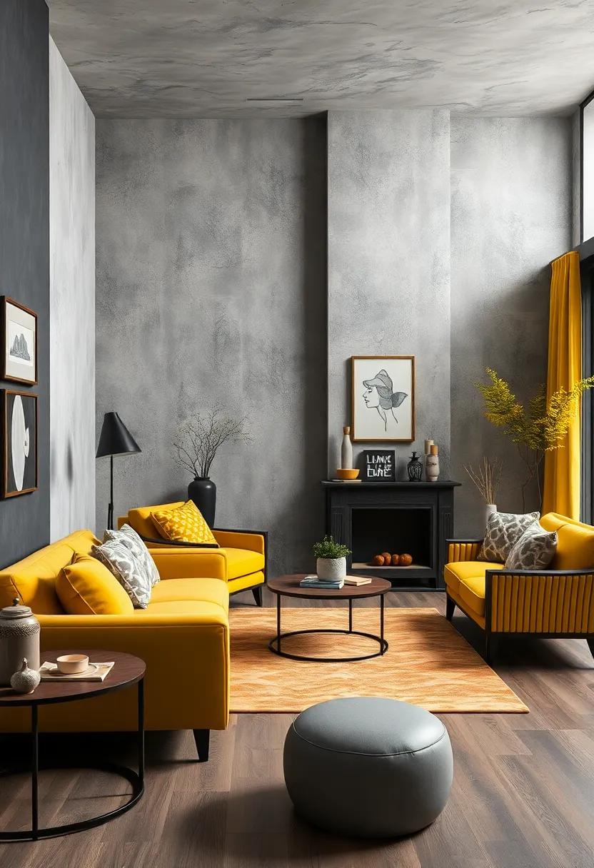 Mixing Vintage Grey Elements with Contemporary Yellow Accents to Merge Tradition and Modernity